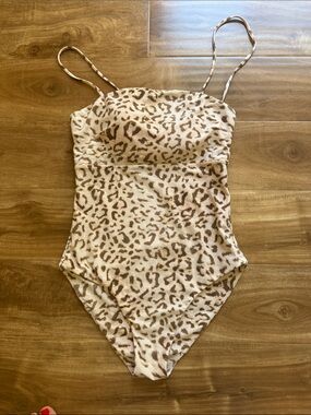 Mikoh Cream and Brown Leopard One-Piece Swimsuit size Medium